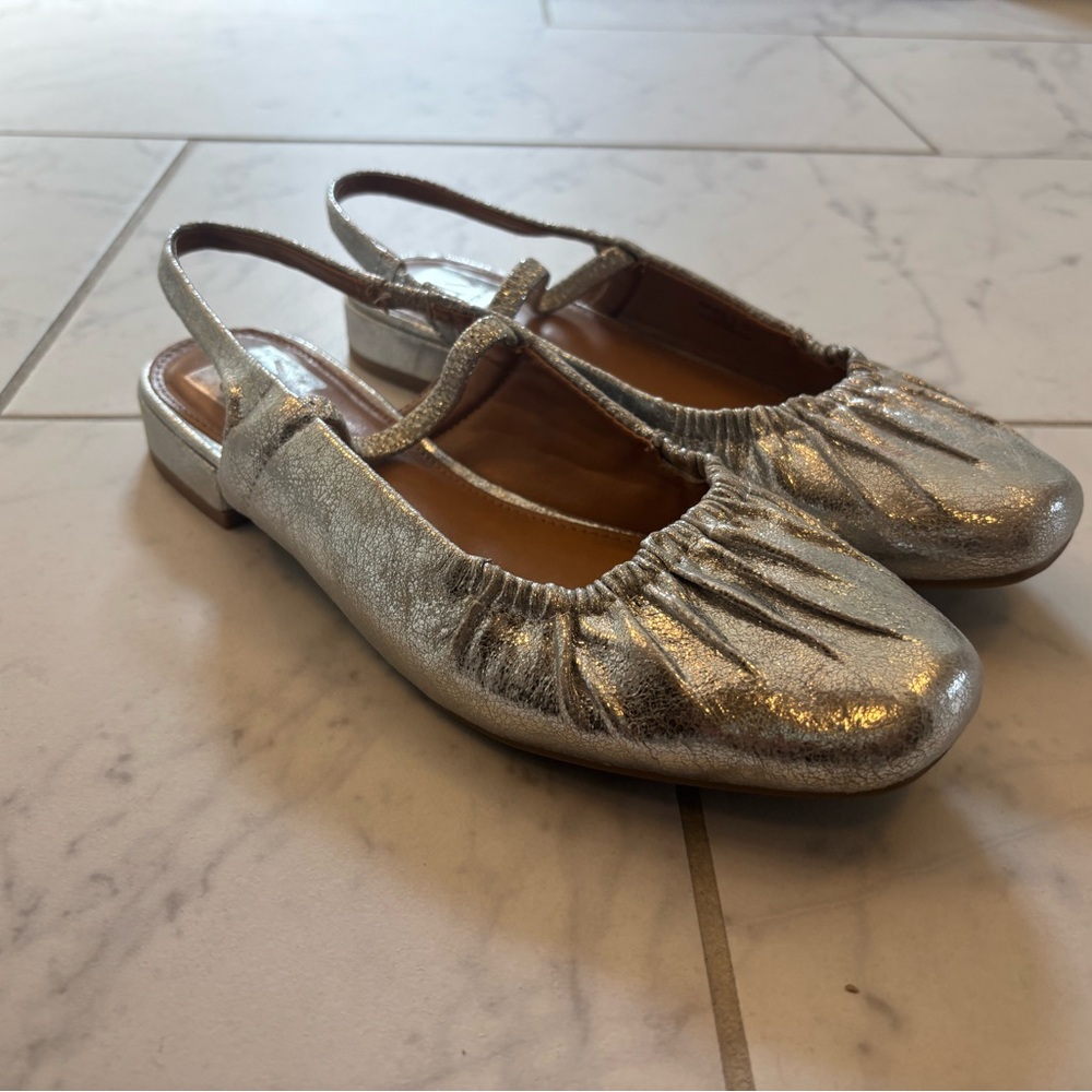 Dolce Vita Silver Flats with Ruched Design